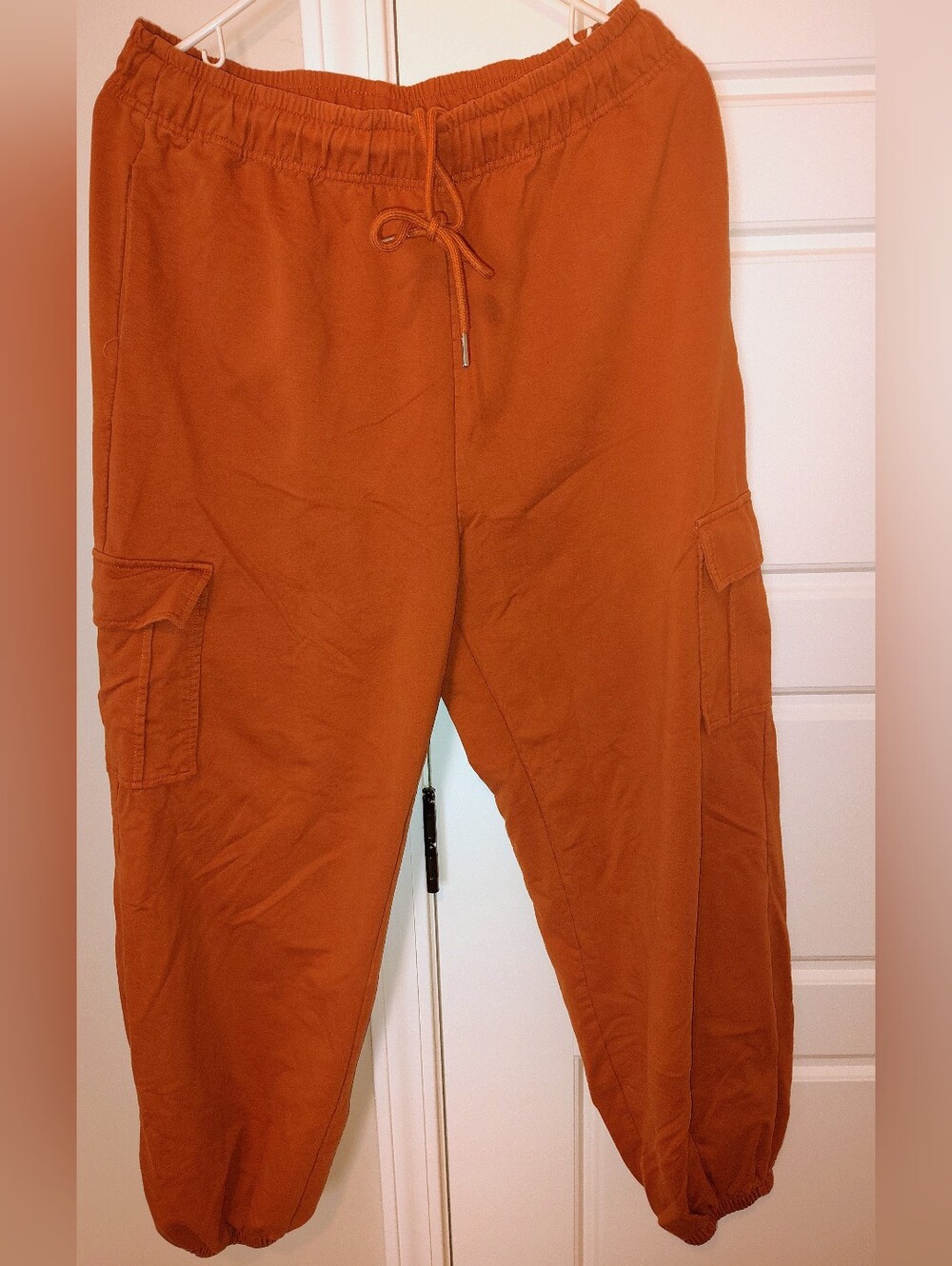 Women's Cargo Jogger Pants in Rust Orange